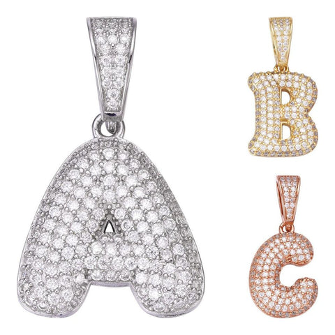 Bubble Custome Name Latter Moissanite Pendant