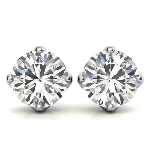 Four Prong Round Cut Moissanite Earrings