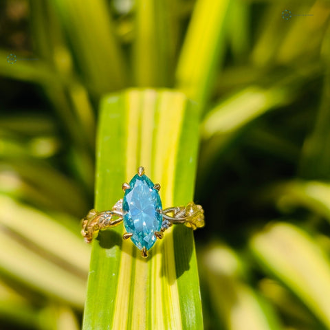 Green Marquise Cut Yellow Gold Vintage Ring