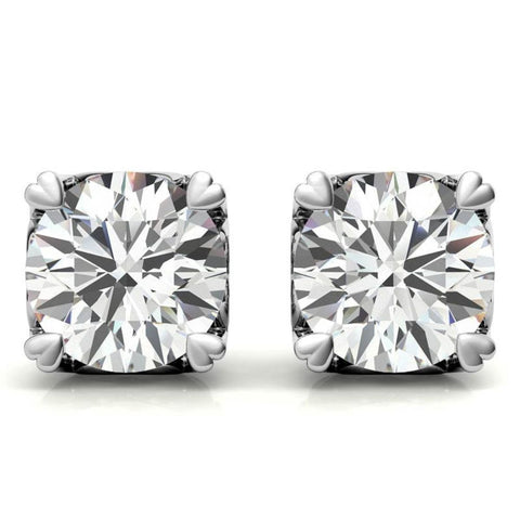 Heart Shaped Moissanite Round Solitaire Stud Earrings