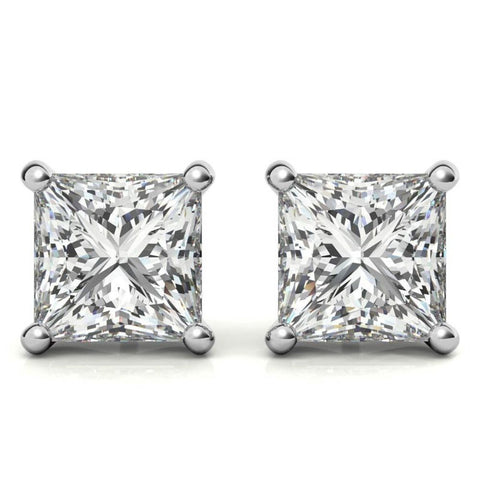 Small Princess Cut Moissanite Dainty Earrings