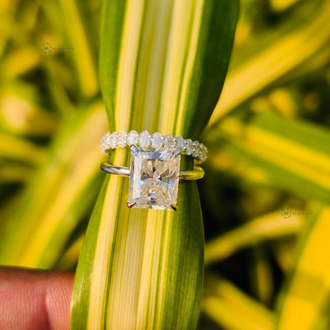 VVS1 Lab Grown Diamond Radiant Cut Hidden Halo Ring