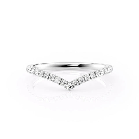 Round Cut Moissanite Diamond Chevron Style Wedding Band