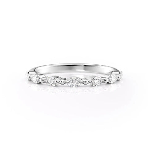 Marquise Cut Moissanite Wedding Proposal Band