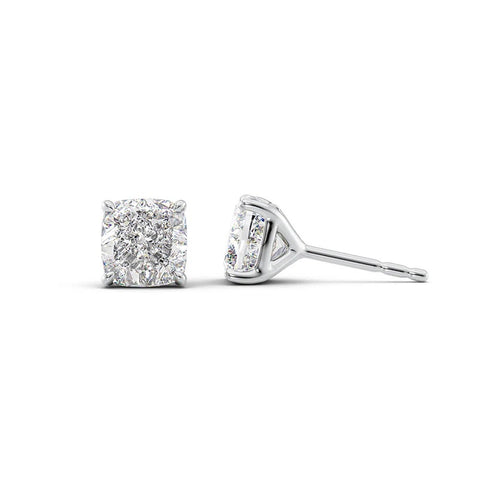 Cushion Cut Moissanite Diamond Solitaire Stud Earring