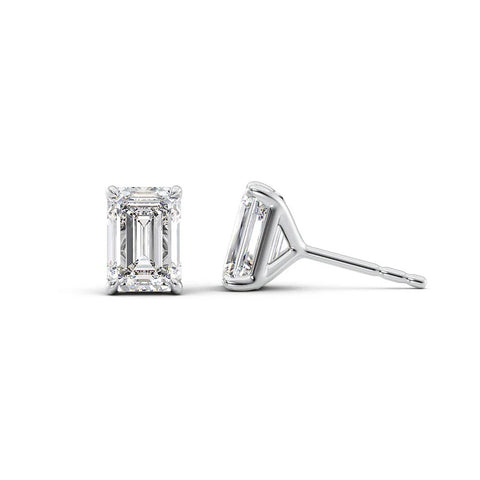 Lab Created Emerald Cut Solitaire Moissanite Earring For Women