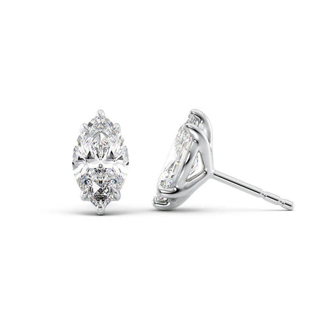 Six Prong Marquise Cut Moissanite Solitaire Stud Earring