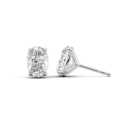 Solitaire Moissanite Oval Cut Stud Push Back Earring