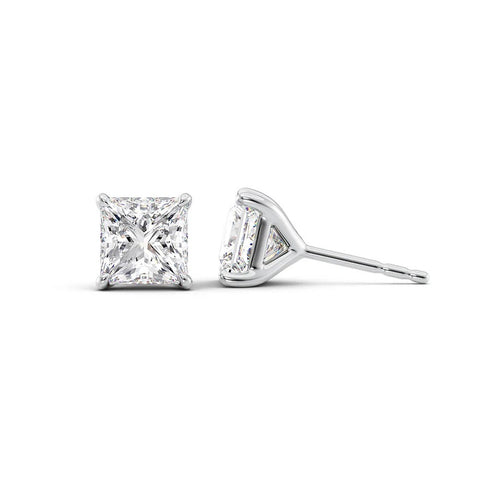 Colorless Moissanite Princess Cut Solitaire Stud Earring