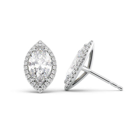 Marquise Cut Moissanite Halo Stud Earring Gift For Women