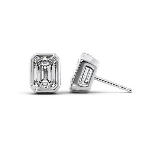 Moissanite Solitaire Emerald Cut Stud Earring Gift For Women