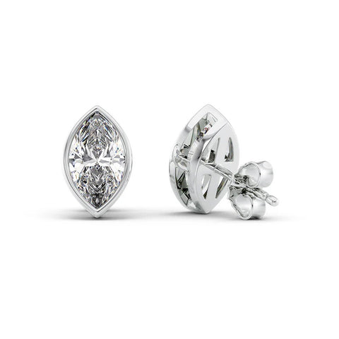 Moissanite Marquise Cut Solitaire Bezel Set Earring