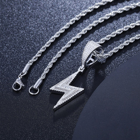 Moissanite Baguette Cut Lightning Bolt Pendant