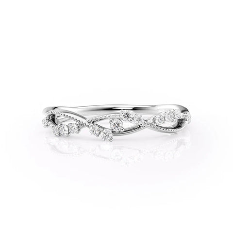 Half Eternity Art Deco Round Cut Moisanite Diamond Wedding Band