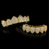 14K Yellow Gold Plated Moissanite Vampire Teeth Hip Hop Grillz