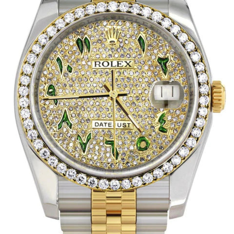 Custom Green Arabic Dial Moissanite Men's Watch