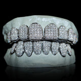 Moissanite Diamond Silver Tone Top & Bottom Teeth Custom Hip Hop Grills