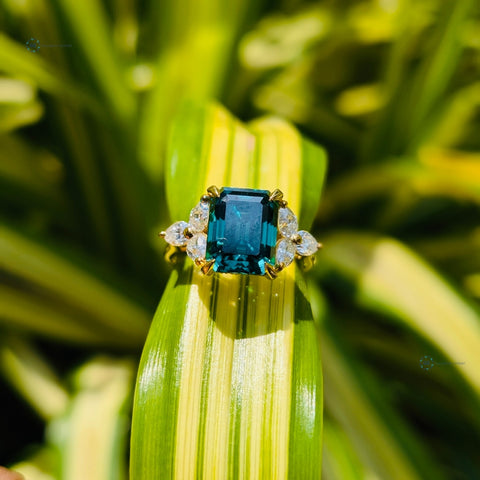 Green 4CT Emerald Cut Seven Stone Lab Grown Diamond Ring