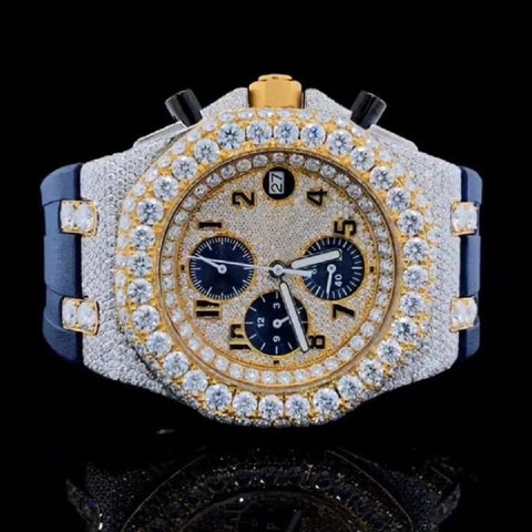 Blue Rubber Strap Chrono Dial Hip Hop Watch