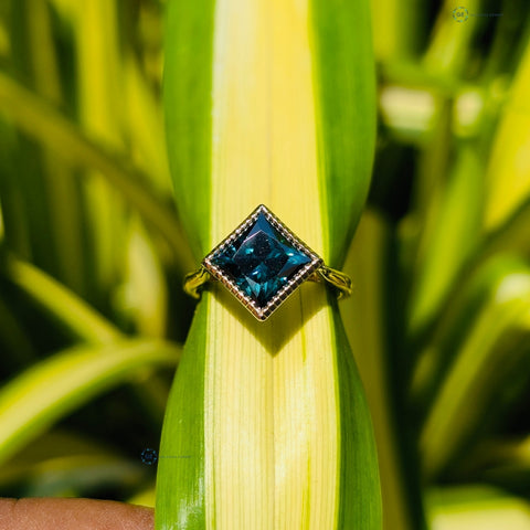 Green Princess Cut Solitaire Engagement Ring