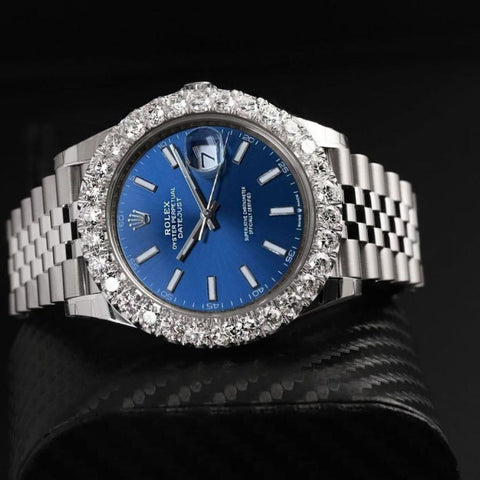 41mm D Color Moissanite Blue Index Dial Luxury Watch