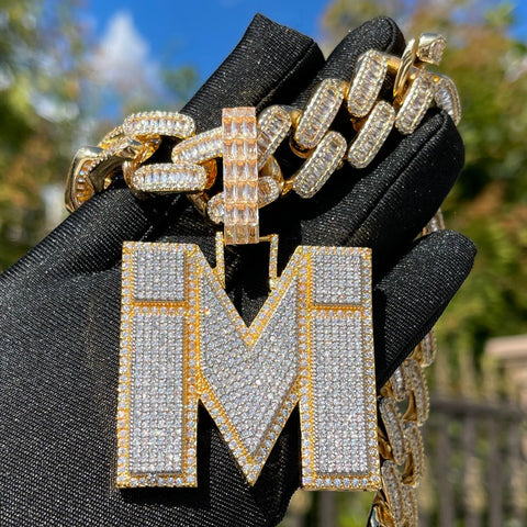 Iced Out Luxury Moissanite Letter Pendant For Men's