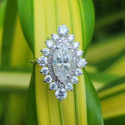 Marquise Cut Vintage Halo Engagement Ring