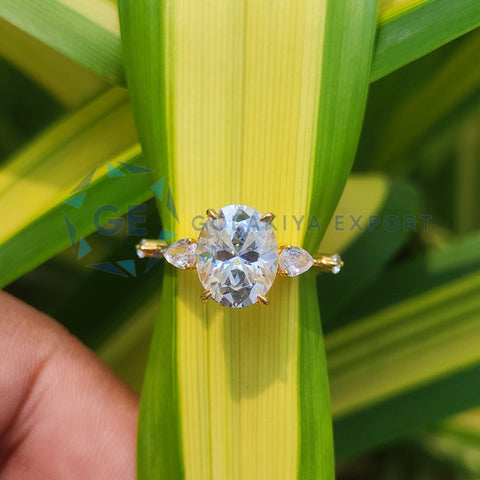 14K Yellow Gold Oval Cut Hidden Halo Ring