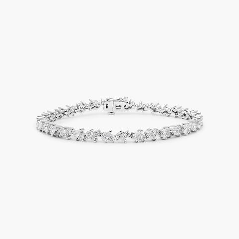 Pear & Round Cut D Color Moissanite Diamond Women Tennis Bracelet
