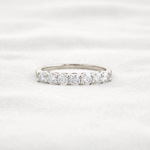 Round Cut Half Eternity Moissanite Wedding Proposal Band