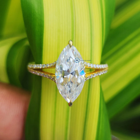 Yellow Gold Marquise Cut Wedding Ring For Women