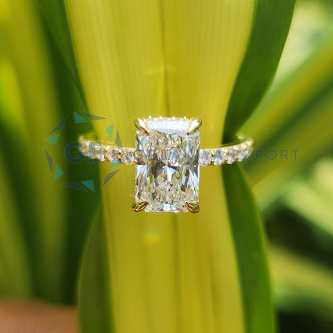 EF Color Lab Grown Diamond Radiant Cut Hidden Halo Ring