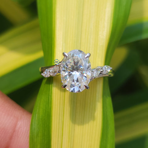 Oval Cut White Gold lab Grow Diamond Engagement Ring