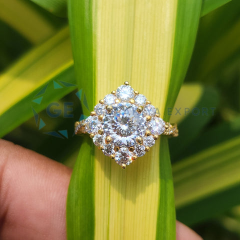 Portuguese Cut lab Grown Diamond Vintage Wedding Ring