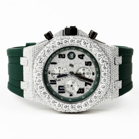 Luxury Customize VVS1 Moissanite Green Belt Watch For Men's