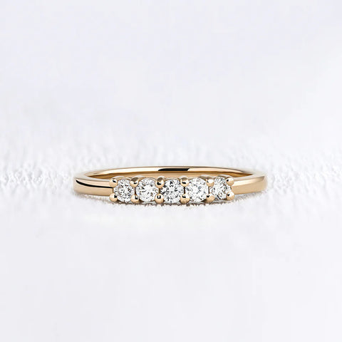 Five Stone D Color Moissanite Diamond Round Cut Band