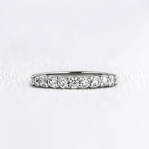 Round Cut Half Eternity Wedding Band