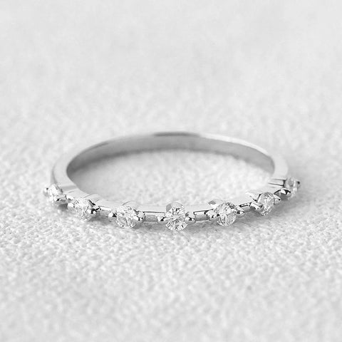 Moissanite Round Cut Half Eternity Wedding Proposal Band