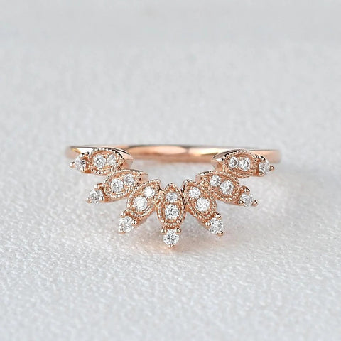 Round Cut D Color Moissanite Unique Curved Shape Band For Women