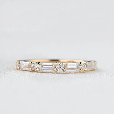 Lab Created Moissanite Baguette Cut Half Eternity Band
