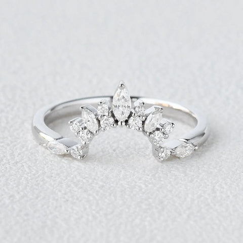 Marquise & Round Cut Lab Created Moissanite Half Eternity Band