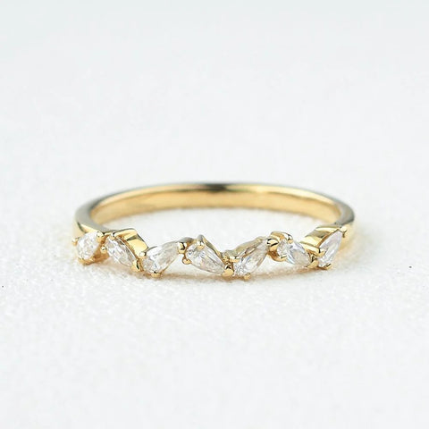 Pear Cut Cluster Half Eternity Wedding Proposal Band