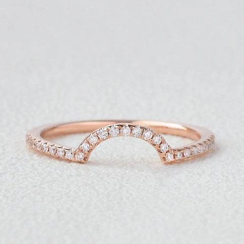 Curved Style Moissnaite Round Cut Eternity Band for Her