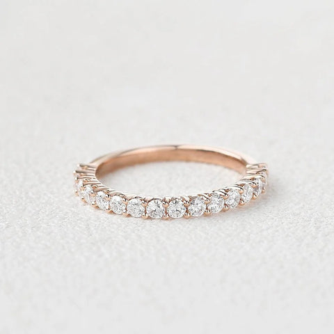 D Color Moissanite Round Cut Half Eternity Band For Wife
