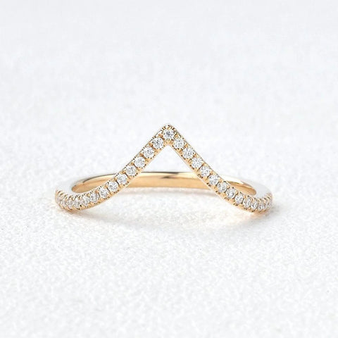 Round Cut Chevron Lab Created Moissanite Band For Women
