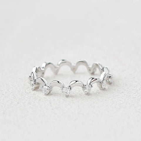 Moissnaite Diamond Crown Style Round Cut Full Eternity Band