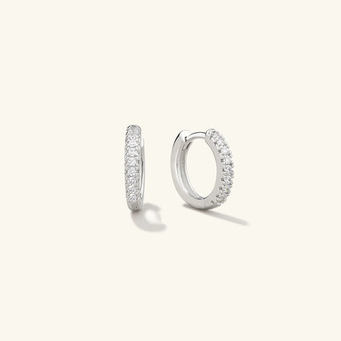 Pav Set Round Cut Moissanite Diamond Hoop Earring