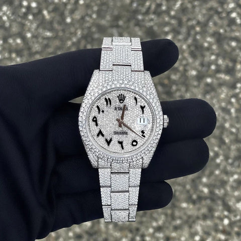 Stainless Steel Full White Moissanite Iced Out Luxury Watch