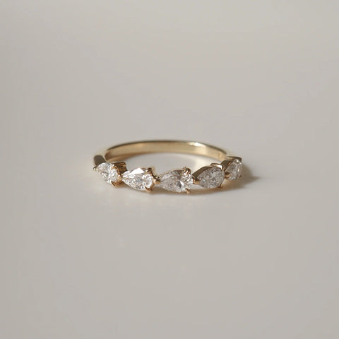 Half Eternity Pear Cut Moissnaite Wedding Band