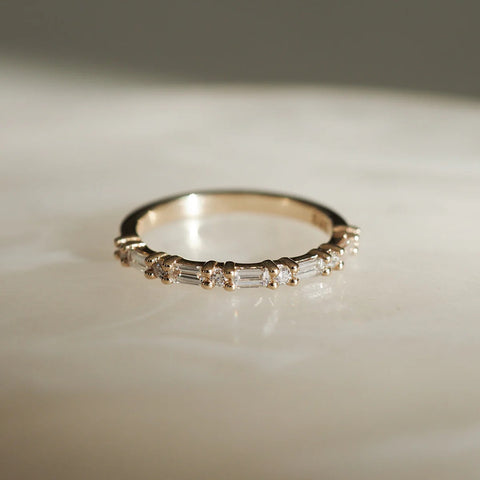 Baguette & Round Cut Moissnaite Eternity Band
